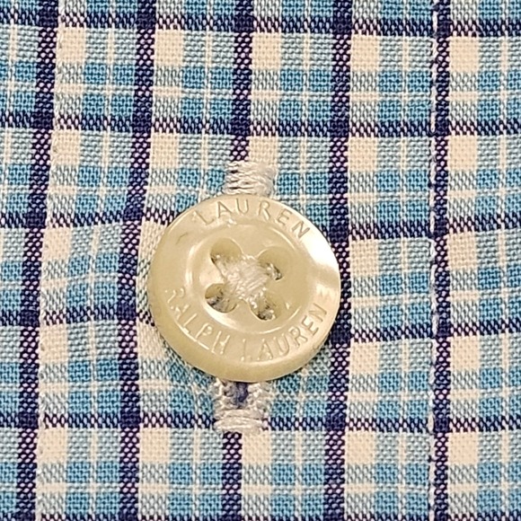Lauren Ralph Lauren Dress Shirt 18 34/35 2XL Blue Plaid Check Slim Stretch Fit - Picture 7 of 13